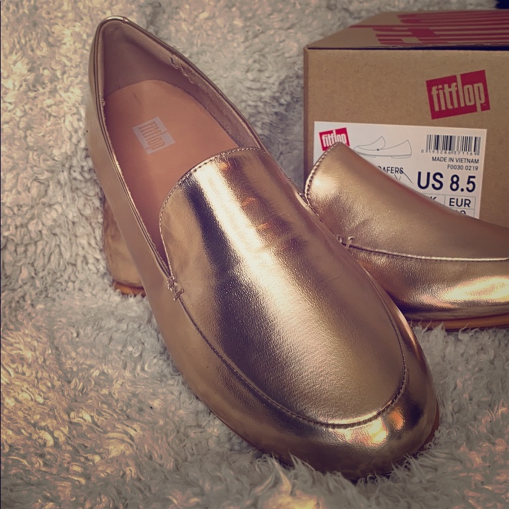 Brand new Rose gold metallic loafers